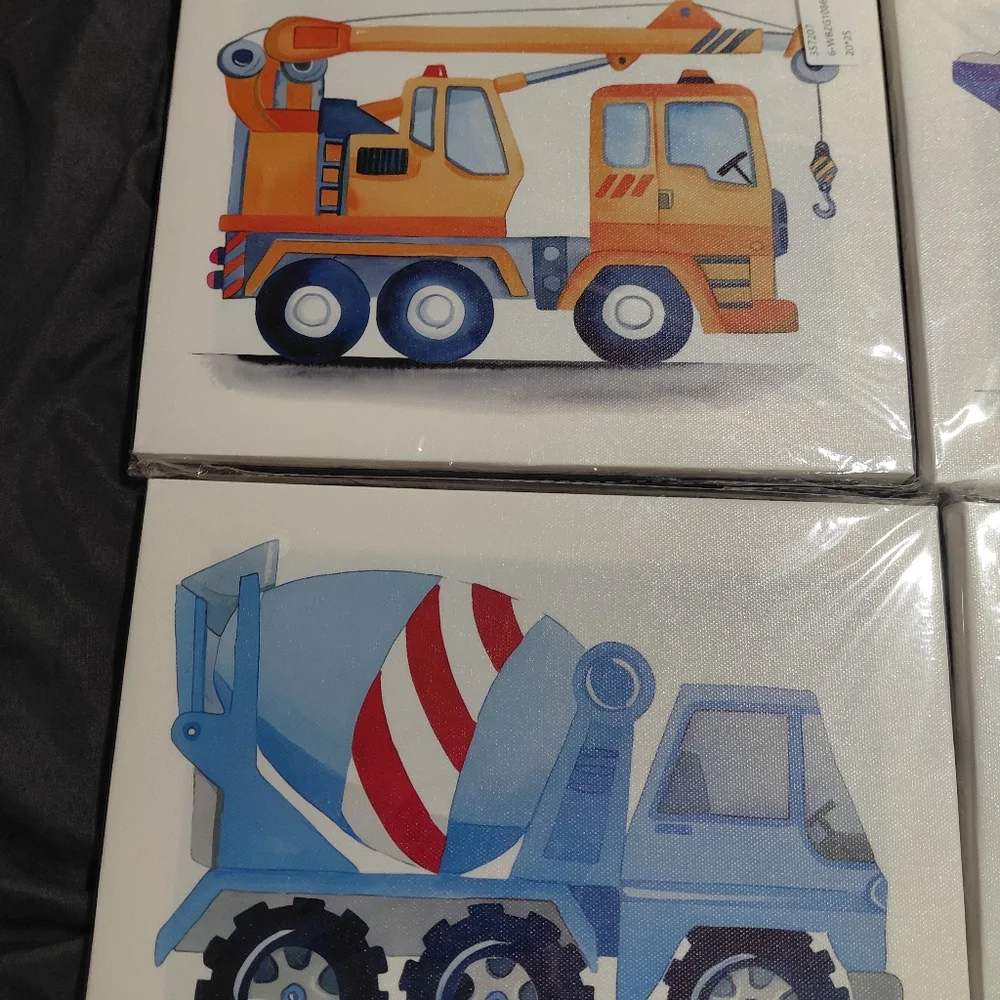 Kids Construction Vehicle Canvas Art Set - Picture 5 of 7